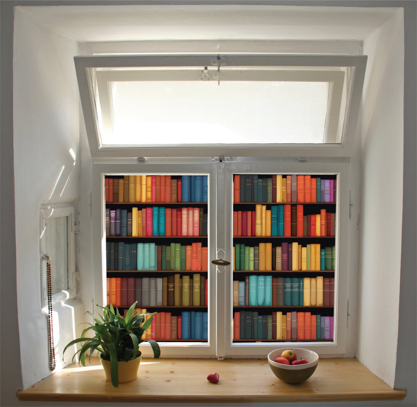Bookshelf window film privacy stained glass effect