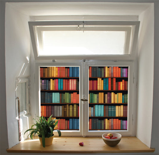 Bookshelf window film privacy stained glass effect