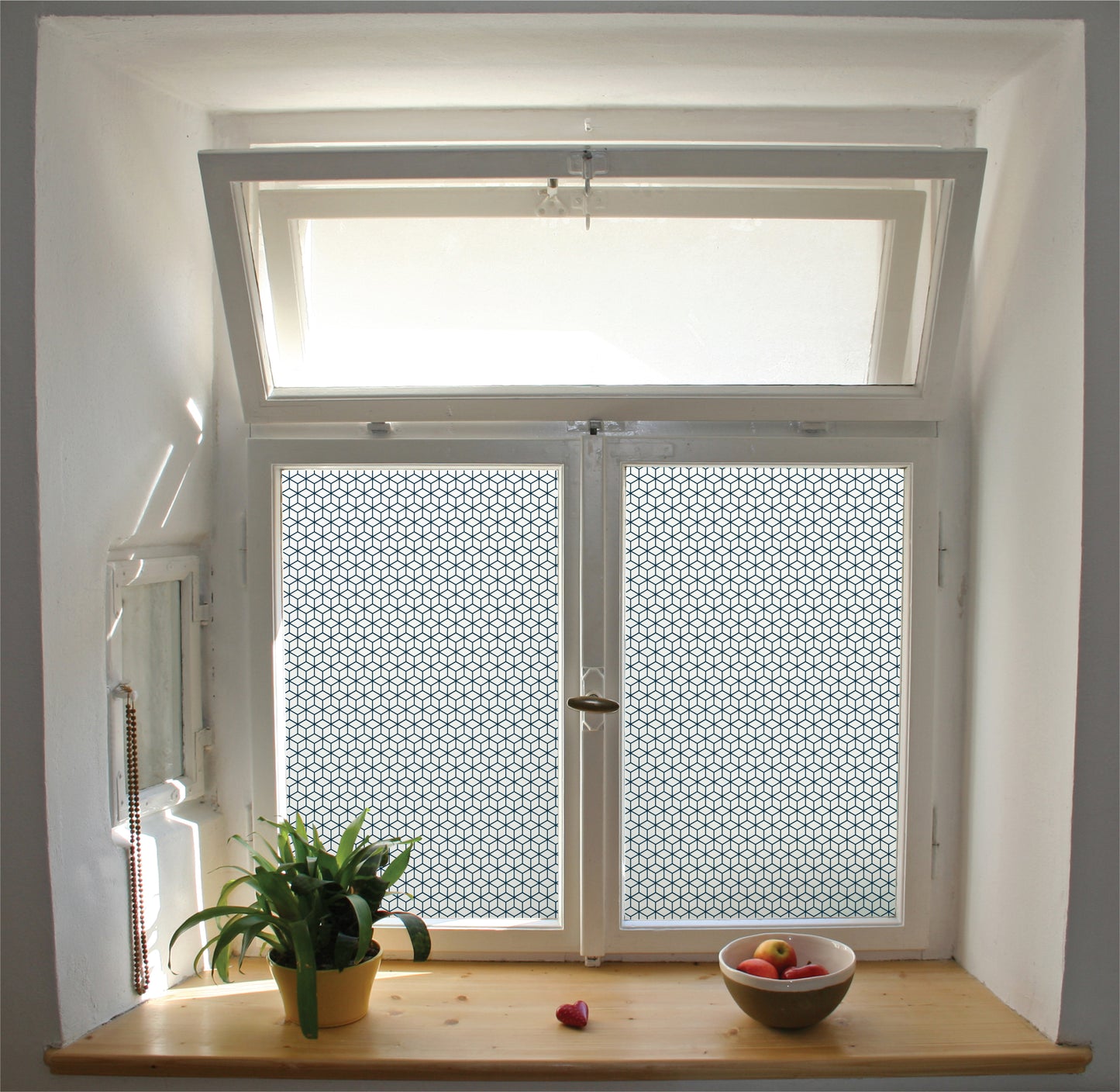 Cube pattern window film privacy stained glass effect