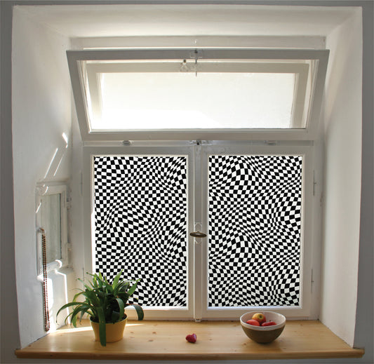 Distorted illusion pattern window film privacy stained glass effect