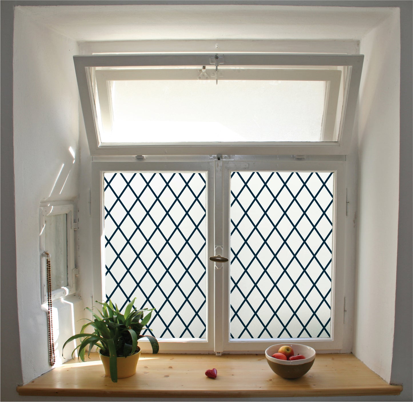 Lattice pattern window film privacy stained glass effect