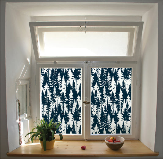Pine tree forest pattern window film privacy stained glass effect