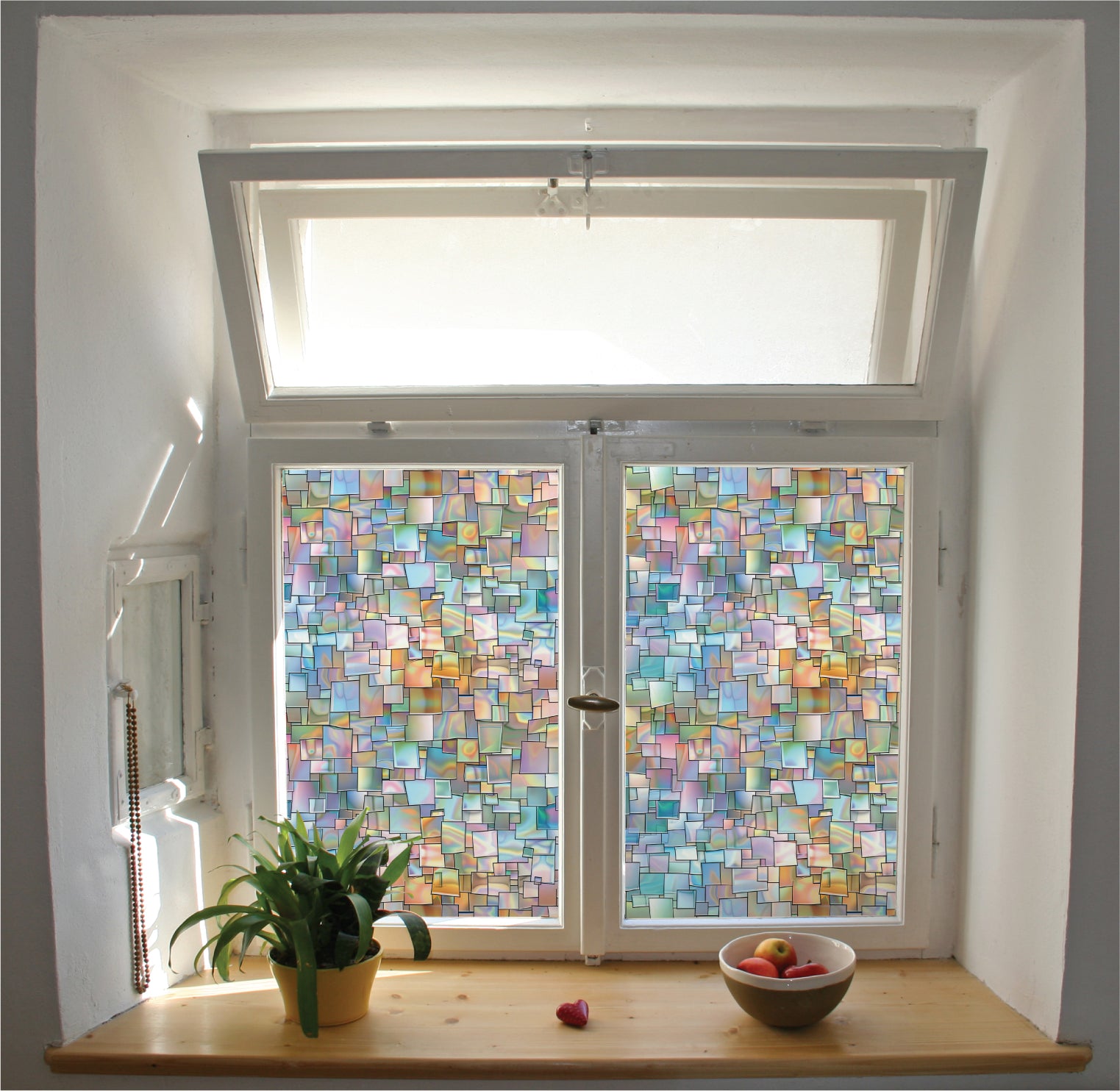 Holographic pattern window film privacy stained glass effect