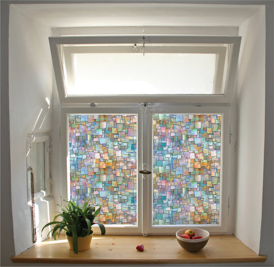 Holographic pattern window film privacy stained glass effect