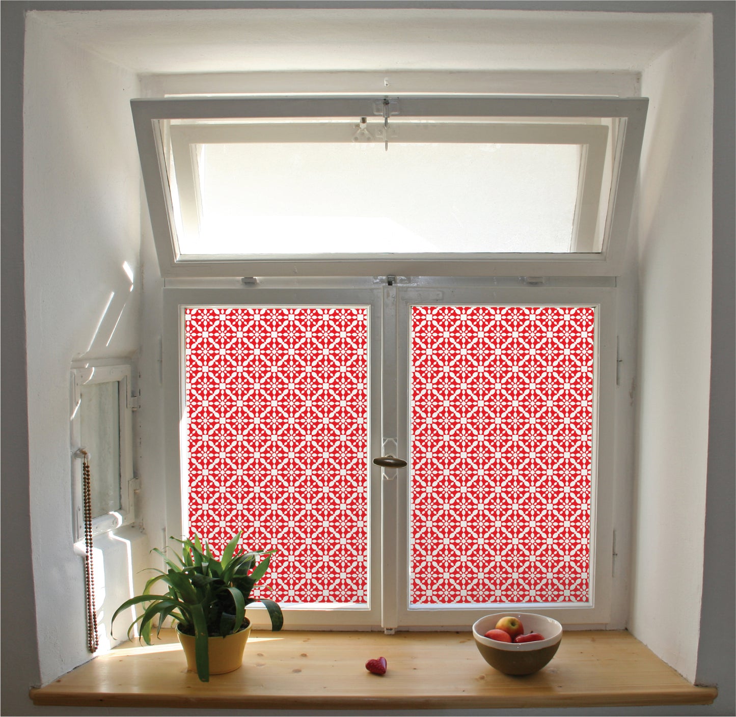 Moroccan style pattern window film privacy stained glass effect