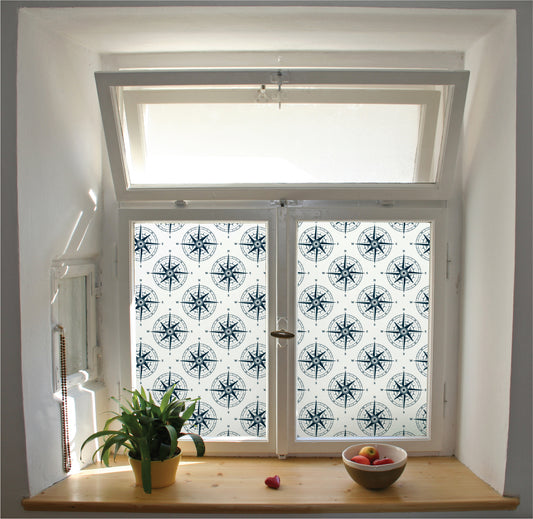Navigation pattern window film privacy stained glass effect