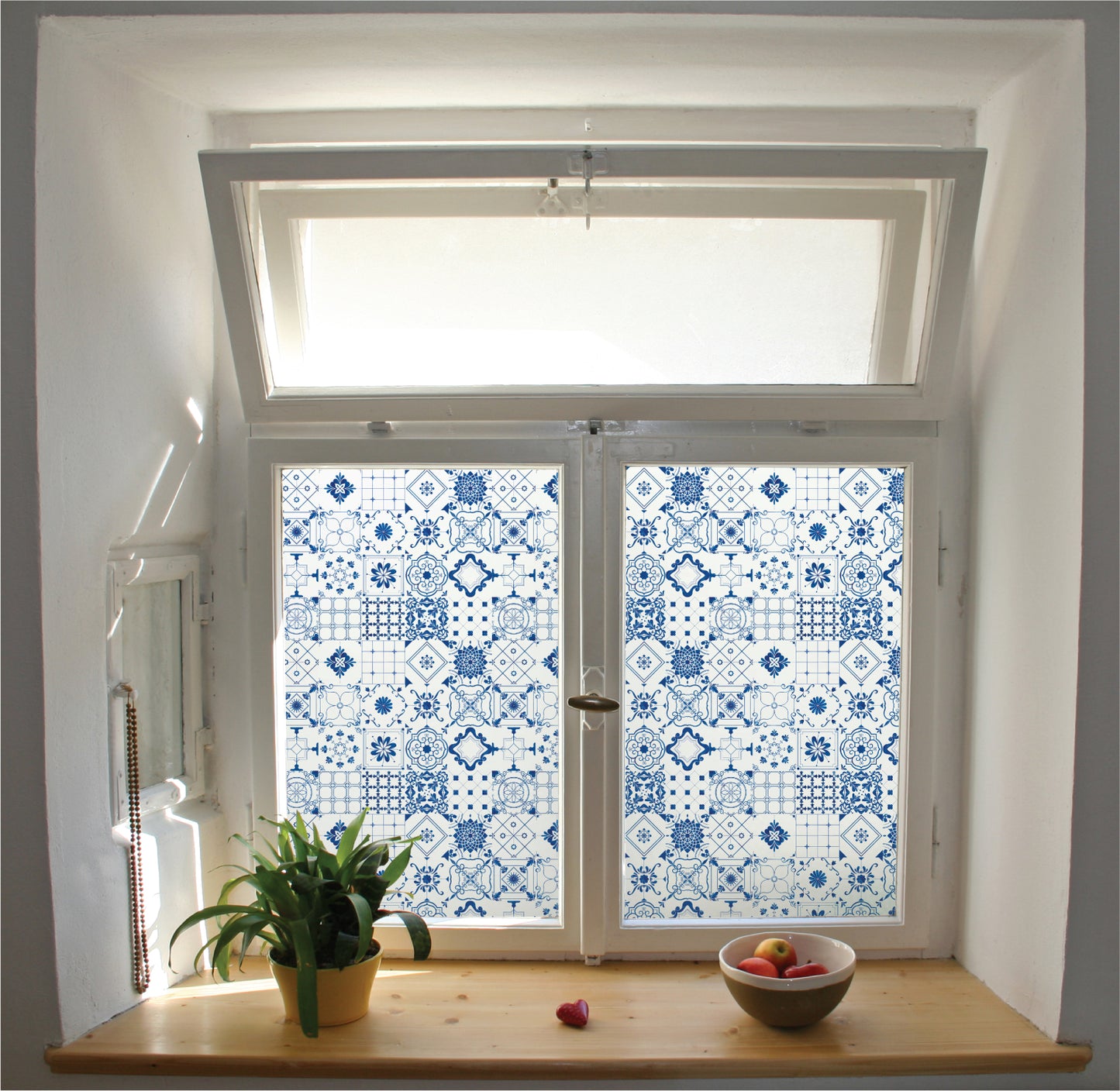 Mixed tiles pattern window film privacy stained glass effect