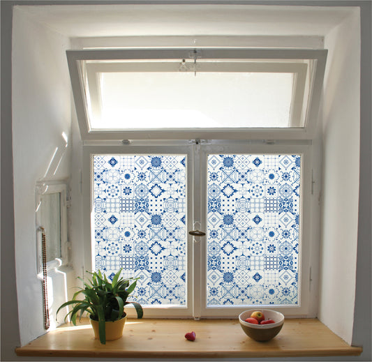 Mixed tiles pattern window film privacy stained glass effect