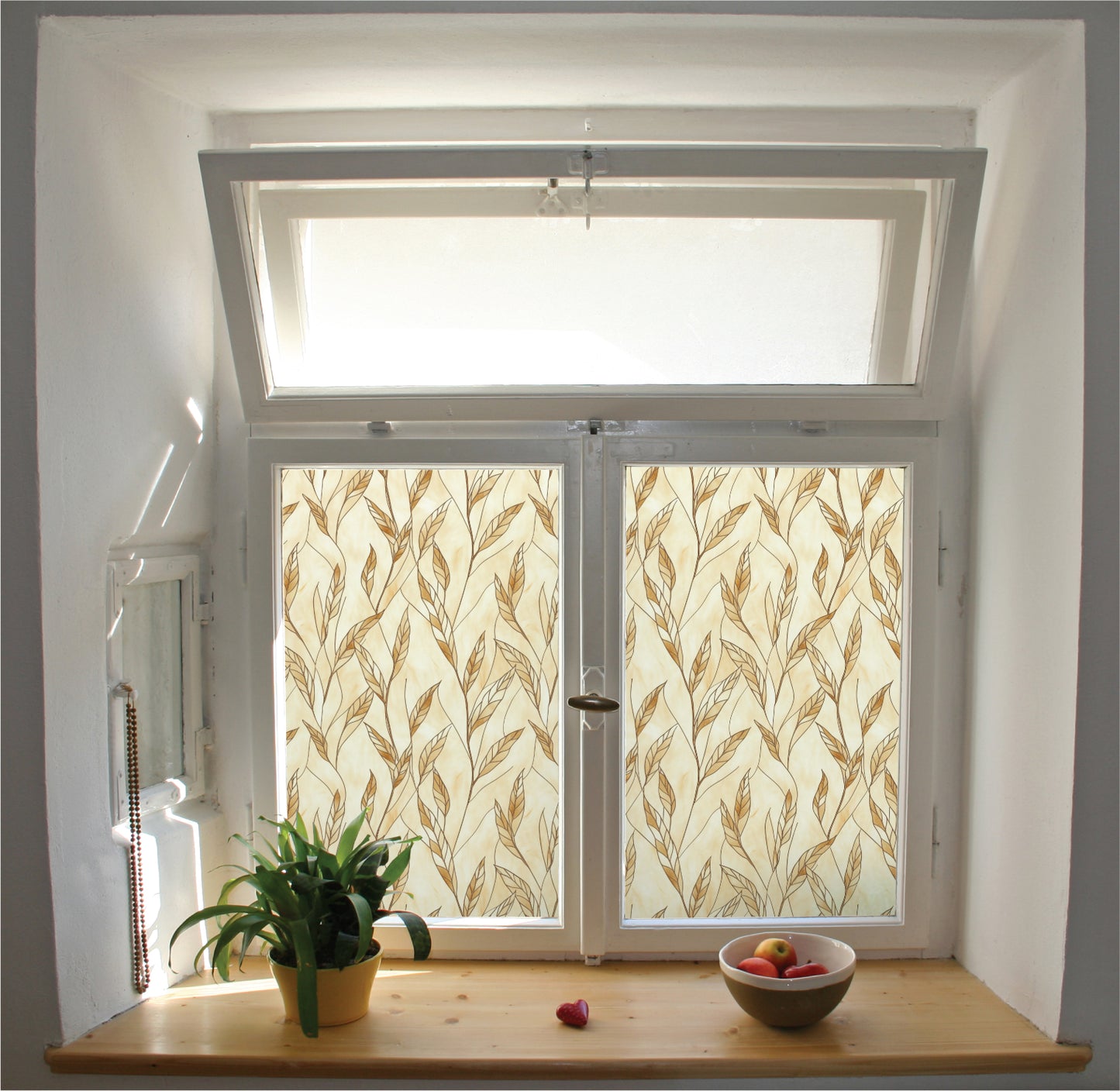 Wheat privacy window film stained glass effect