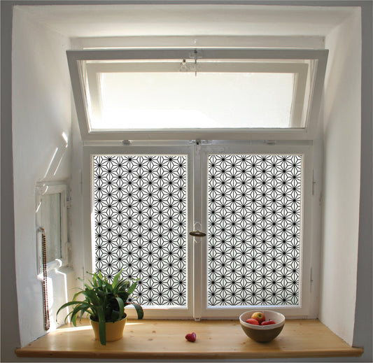 Asanoha privacy window film stained glass effect