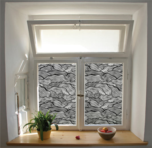 Abstract waves window film privacy stained glass effect