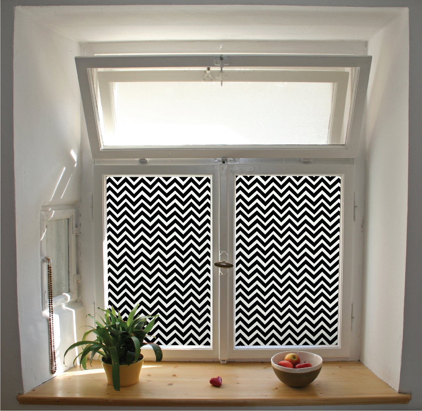 Chevron pattern window film privacy stained glass effect