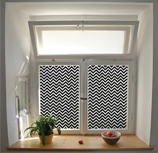 Chevron pattern window film privacy stained glass effect