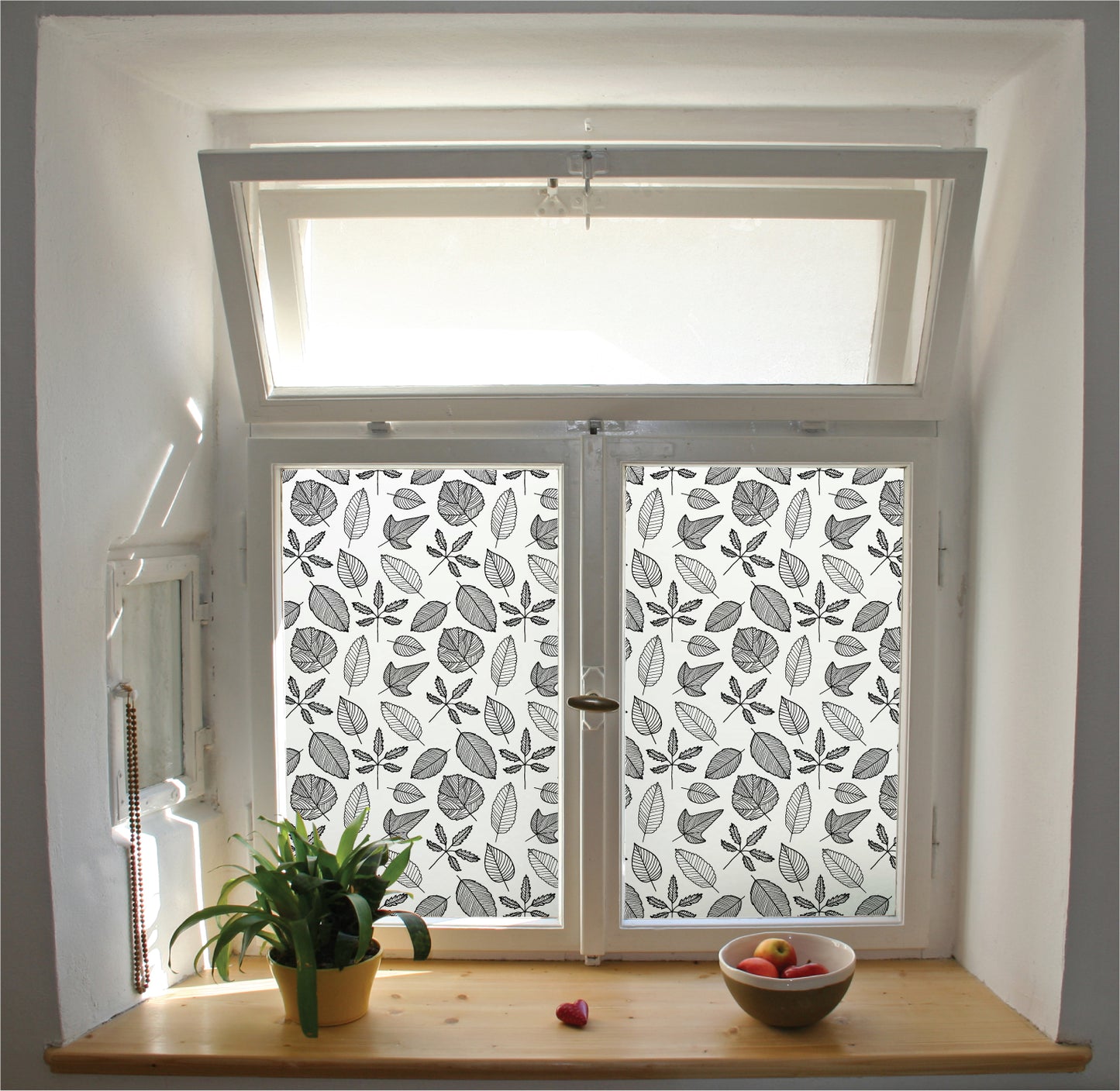 Leaf pattern window film privacy stained glass effect