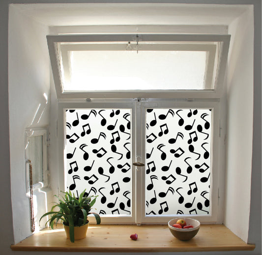 Musical notes pattern window film privacy stained glass effect