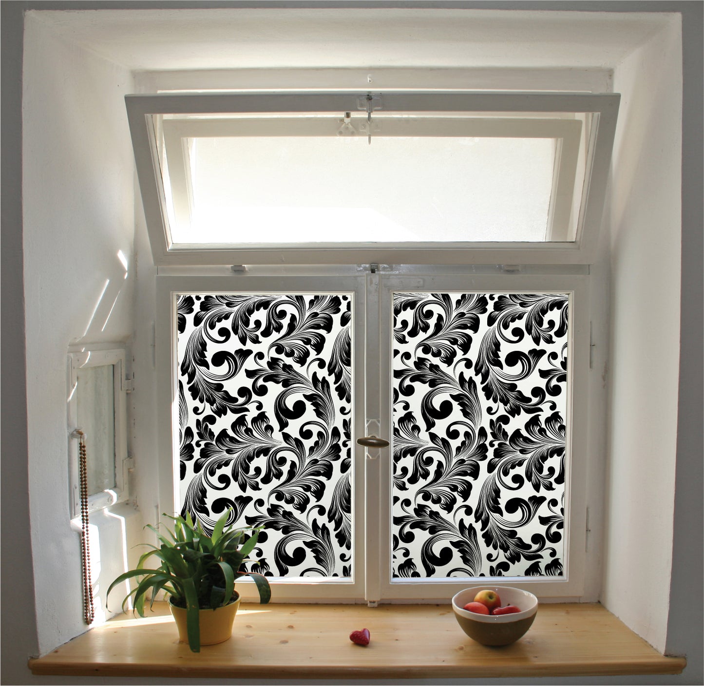 Ornate pattern window film privacy stained glass effect
