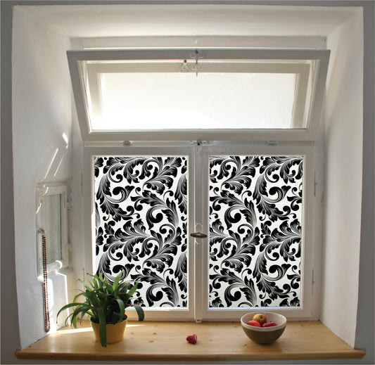 Ornate pattern window film privacy stained glass effect