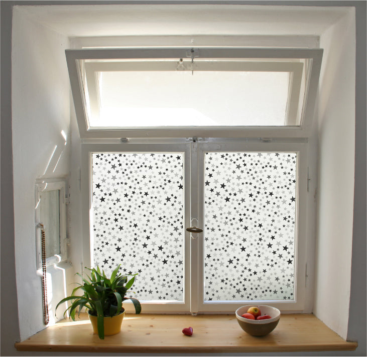 Black colour stars frosted privacy film
