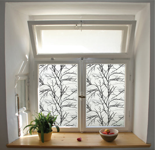 Twigs inspired pattern window film privacy stained glass effect
