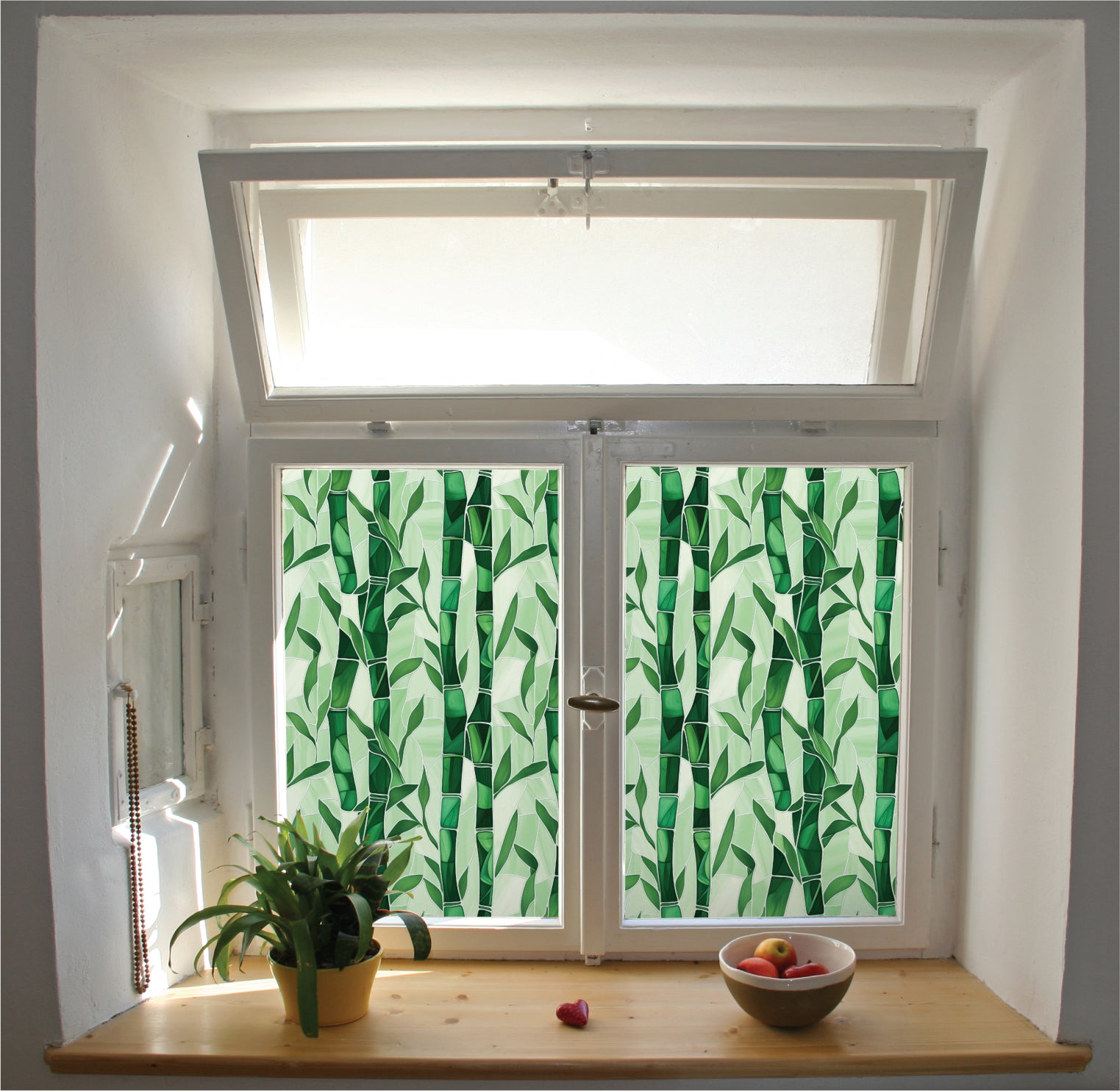 Bamboo shoots privacy window film stained glass effect