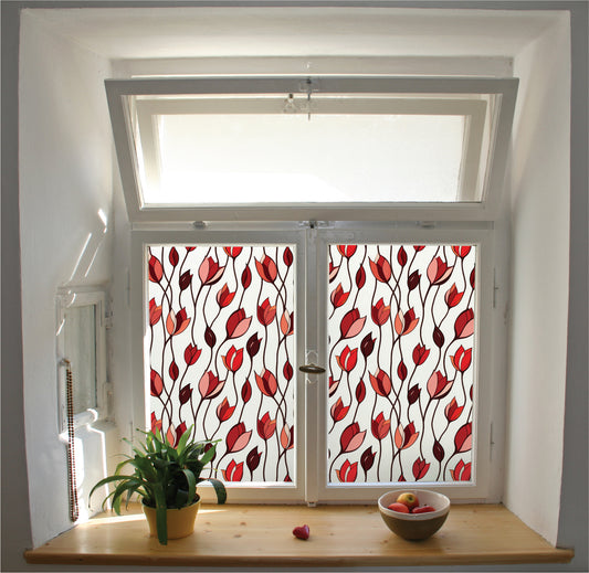 Cherry bloom privacy window film stained glass effect