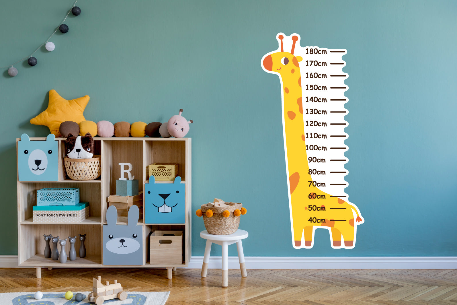 Giraffe wall decal growth height chart removable, repositionable and environmentally friendly self adhesive vinyl