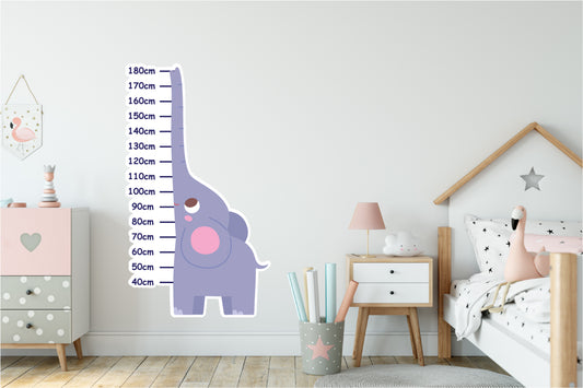 Elephant wall decal growth height chart removable, repositionable and environmentally friendly self adhesive vinyl