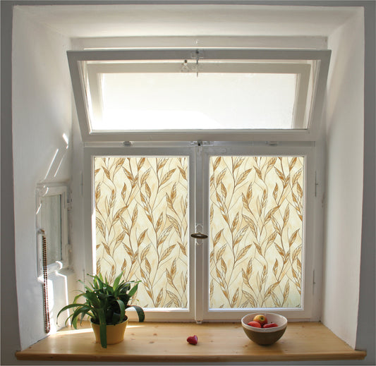 Wheat privacy window film stained glass effect