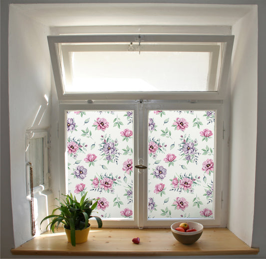 Floral pattern window film privacy stained glass effect